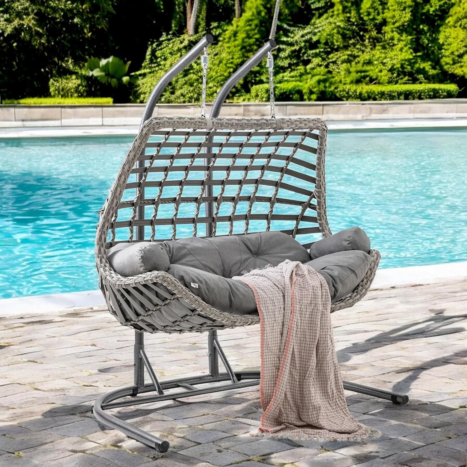 Cunda 2 Kişilik Rattan Bahçe Salıncağı
