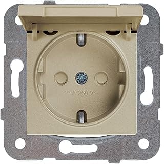 Viko Novella Bronz Kapakli Toprakli Priz Mekanizma+Düğme Kapak Çabuk Bağlanti Çarpma Karşıtı Çocuk Korumalı