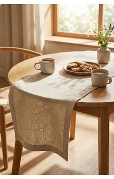 Lınen Organik Ham Keten Runner Naturel 40 X 110 Cm Bej