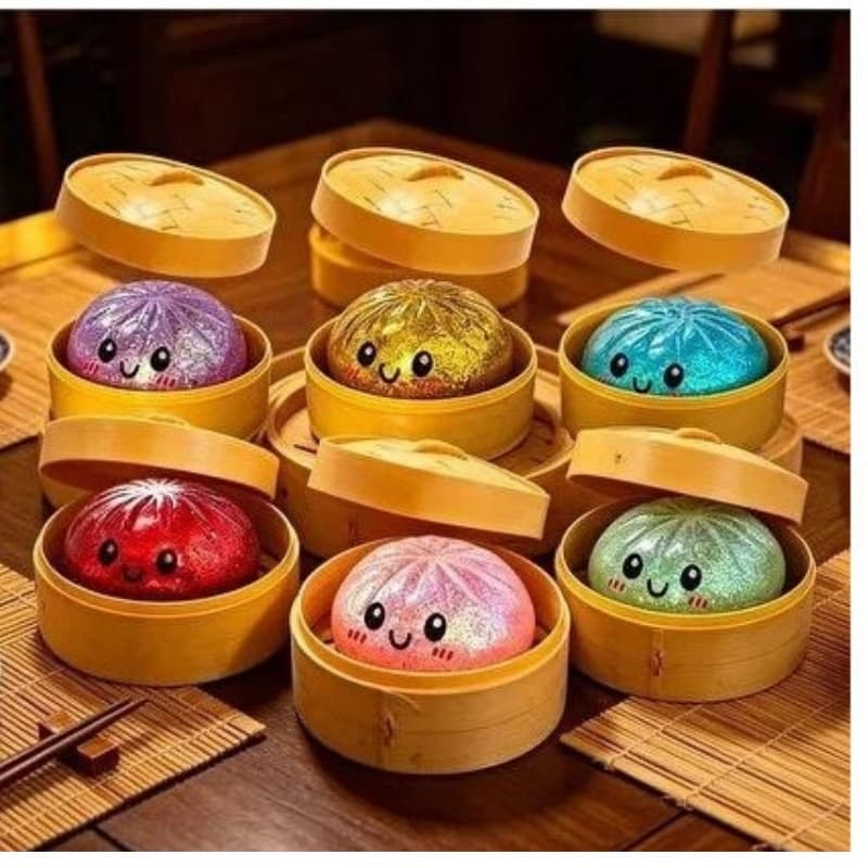 Çin Mantısı Simli Squishy Dumpling Sürpriz Renk Kutulu Büyük Boy Xl 1adet 1 Adet