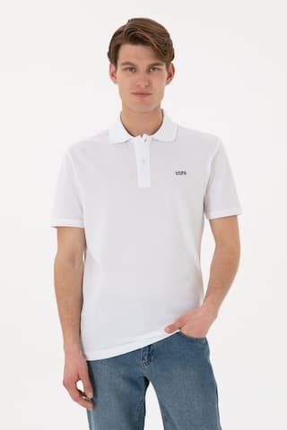 U.S. Polo Assn. Erkek Regular Fit Polo Yaka Beyaz Basic Tişört 50306007-VR013