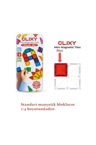 Clixy Mini Manyetik Bloklar 64 Parça Travel  Set