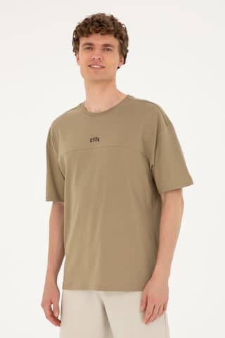 U.S. Polo Assn. Erkek Comfort Fit Bisiklet Yaka Haki Tişört 50287083-VR027