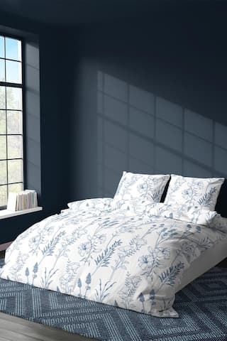 Zeynep Tekstil Pamuklu Çarşafsız Nevresim + Yastık Kılıfı Çift Kişilik Nevresim Seti Perry 200 x 220 Mavi
