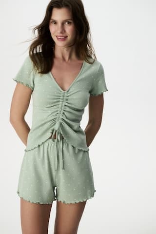 Penti Açık Yeşil Tiny Hearts Pamuklu Pointel Şortlu Pijama Takımı