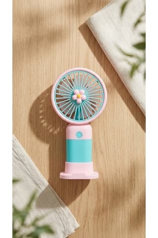 Mini El Fanı Pembe-mavi Kompakt Tasarımlı, Usb Şarjlı Güçlü Taşınabilir Vantilatör Fan-pl104