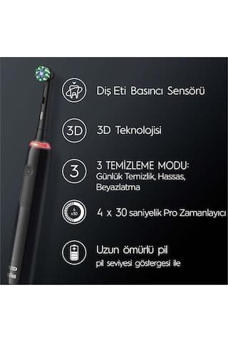 Oral-B Pro 3500 Elektrikli Siyah Diş Fırçası + Seyahat Kabı