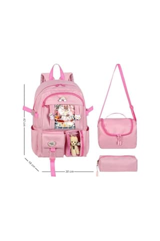 Waddell Kore Kawaii Tarzı Okul Sırt Çantası,günlük Sırt Çantası Termal Beslenme Çantası Ve Kalemlik Pembe 26700