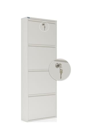 Ceha Kilitli 4'lü Metal Ayakkabılık Beyaz - K.AYK-4 /AB9010/KL