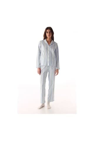 Penti Açık Gri Cool Stripes Gömlek Pantolon Pijama Takımı