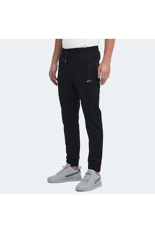 Slazenger ONLY IN Erkek Fermuar Cepli Siyah Eşofman Altı