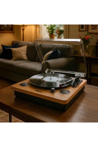 Midex MTX-256 Şarjlı Bluetooth Aux Hoparlörlü Nostaljik Pikap Plak Çalar