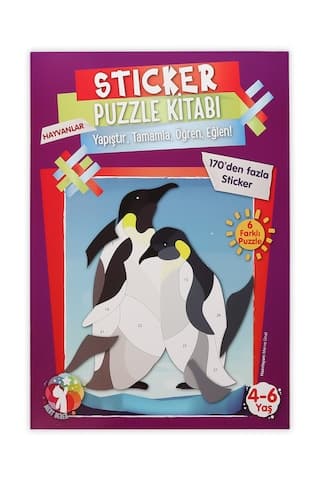 Mert Bebek Sticker Puzzle Kitabı Hayvanlar 4-6 Yaş 170+ Sticker Eğitici Aktivite Kitabı