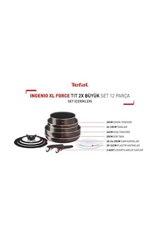 Tefal Ingenio Xl Force Titanyum 2x Büyük Set 12 Parça 001 Siyah