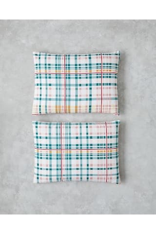 English Home Geo Plaid Pamuklu 2'li Yastık Kılıfı 50x70 Cm Yeşil-pembe Yeşil-pembe