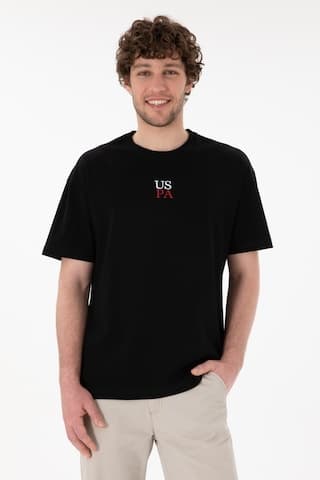 U.S. Polo Assn. Erkek Comfort Fit Bisiklet Yaka Siyah Tişört 50306450-VR046