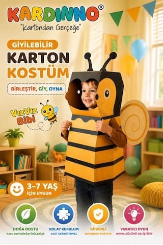 Kardinno Çılgın Pilot Vız Bız Bibi Karton Giyilebilir Çocuk Kostümü Etkinlik Parti Doğum Günü Kostüm