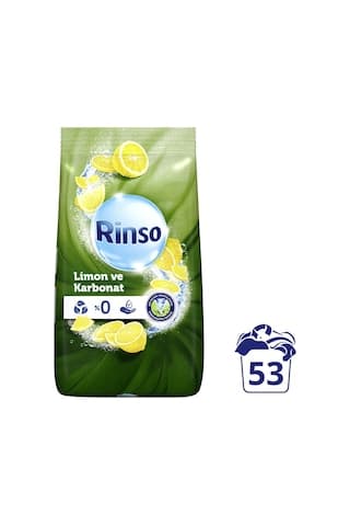 Rinso Limon ve Karbonat Renkliler ve Beyazlar için Toz Çamaşır Deterjanı 53 Yıkama 8 KG