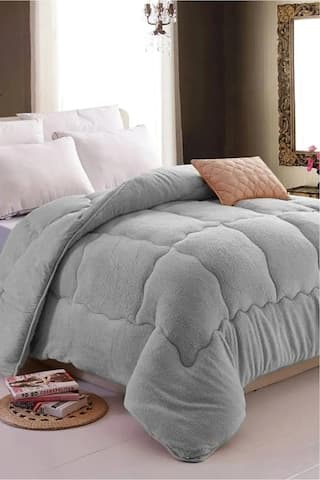 Çift Kişilik Çift Taraflı 195x215 Lüx Welsoft Yorgan Gri.