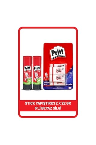 Pritt Stick 22 Gr Shrink X 2 Adet + Pritt Beyaz Silgi 5'li Blister