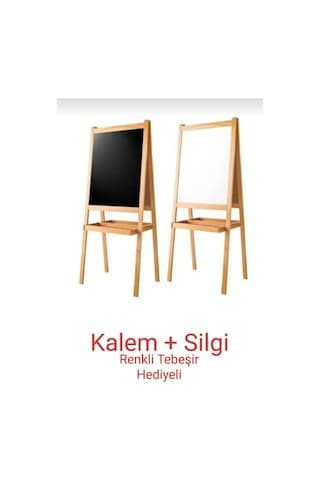 Çift Taraflı Ayaklı Ahşap Çocuk Yazı Tahtası Kalem Silgi Tebeşir Hediyeli Ham