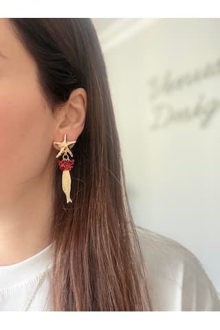 Çelik Balık Charm Küpe Gold 38262910