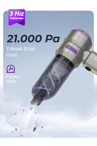 Auhma Ahv-02 21.000PA Kablosuz Taşınabilir Araç İçi Süpürgesi Mor