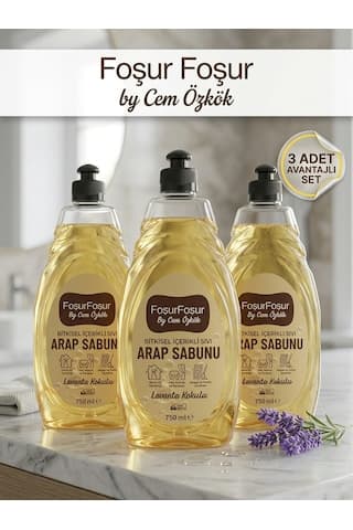 Foşurfoşur By Cem Özkök Lavanta Kokulu Bitkisel Sıvı Arap Sabunu 3 x 750 ML
