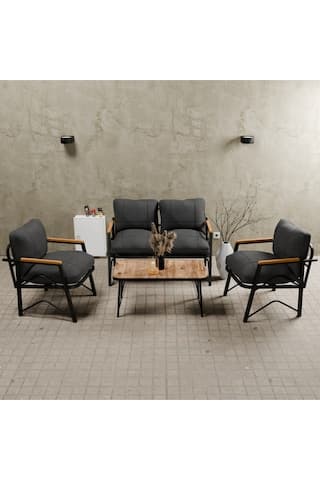 Mb Garden Furnıture Dream Model, Balkon, Bahçe, Cafe, Metal Koltuk Takımı, Bahçe Takımı , Çay Seti, 2 1 1 Sehpa Antrasit