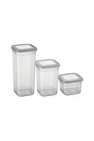 Kapris Erzak Saklama Kabı 3'Lü Antrasit 1700 ML + 1100 ML + 500 ML Antrasit