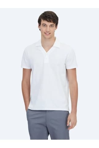 Kip Beyaz Polo Yaka %100 Pamuk T-shirt Beyaz