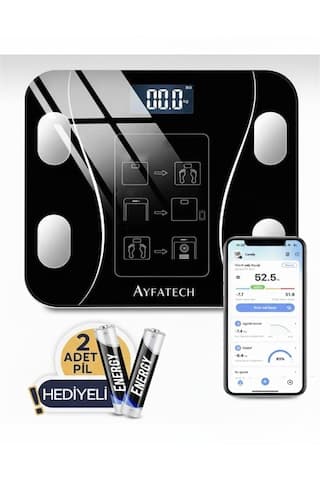 Ayfatech Dijital Baskül Yağ, Su, Kas, Vücut Kitle Endeksi Kilo Ölçer Tartı