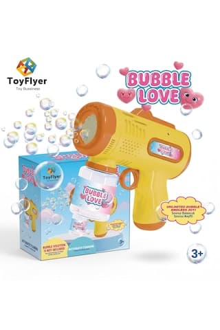 Otomatik Baloncuk Makinesi Pilli Köpük Tabancası - 2026 Model Sızdırmaz Tasarım Bubble Gun - Çocuk Doğum Günü Hediyesi Sarı 01