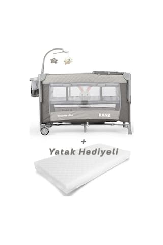 Kanz Sleepside +plus Anne Yanı Park Yatak Gri - Yatak Hediyeli