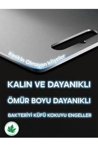 Paslanmaz Metal Çelik Kesme Tahtası Üst Düzey Kaliteli Antibakteriyel Yüzey 1 Adet Gri
