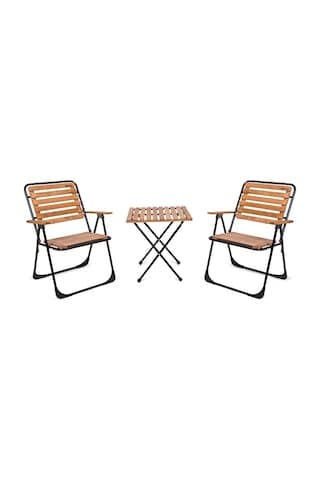 Bistro Set Metal Ayak 52x52 2 Katlanır 2 Sandalye 1 Katlanır Masa