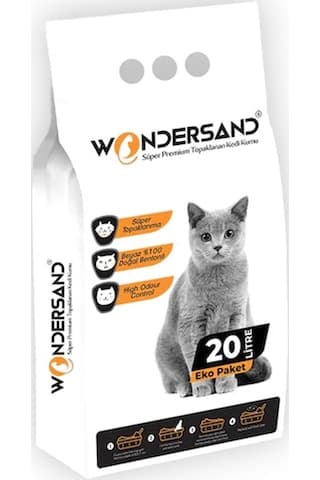 Wondersand Kokusuz Topaklaşan İnce Beyaz Bentonit Kedi Kumu 20 L