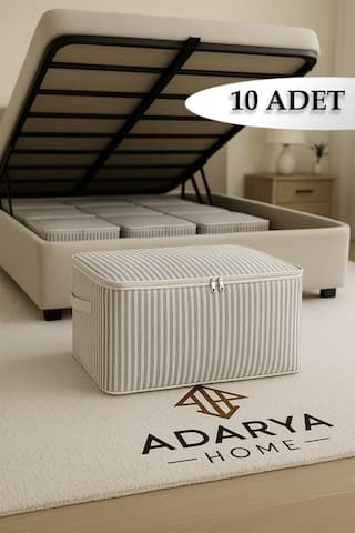 Adarya Home 10 Lu Antrasit Çizgili Baza Altı Çekyat Hurç 60 40 22 Cm Çizgili