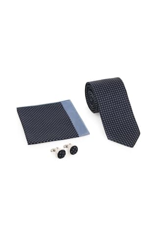 Lacivert Kravat Kol Düğmesi Hediyelik Set-brianze Kmk-16