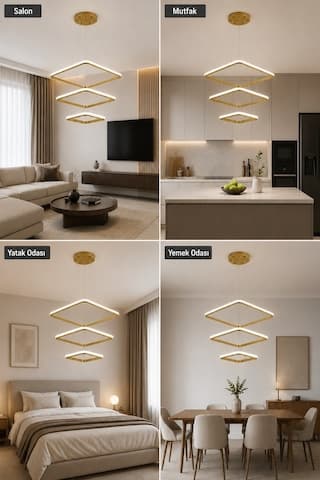 AvizeGO Melo 3'lü Led Sarkıt Avize Beyaz Işık Eskitme