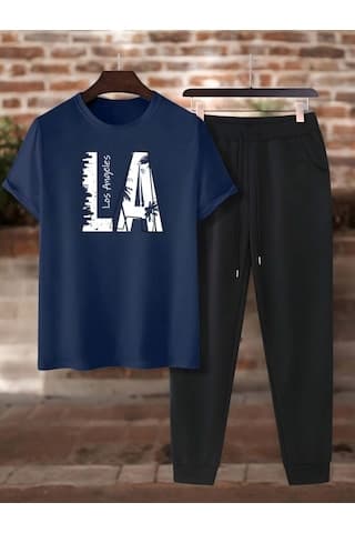 Uyguntarz Unisex 2'li Los Angles Baskılı Eşofman Takımı Lacivert