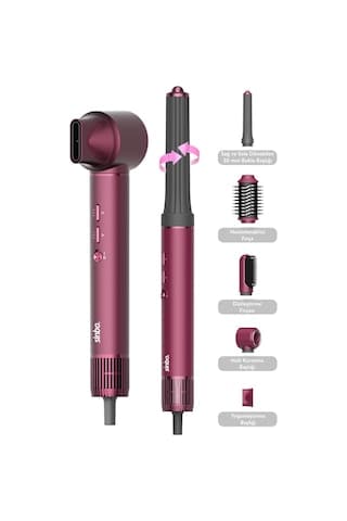 Pro Compact Uzun Multi-styler Hava Üfleme 5in1 Saç Şekillendirici Bldc Shd-1729 Royal Gilded Red Bordo