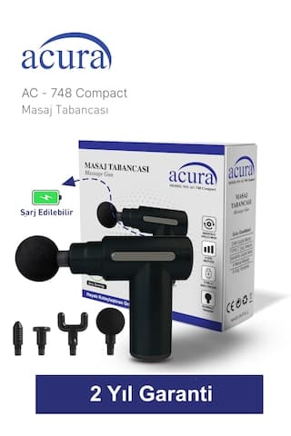 Ac-748 Compact 6 Kademeli 4 Başlıklı Masaj Tabancası Siyah