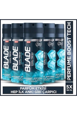 Blade Cool Fresh Erkek Alüminyumsuz Deodorant 5x150 Ml