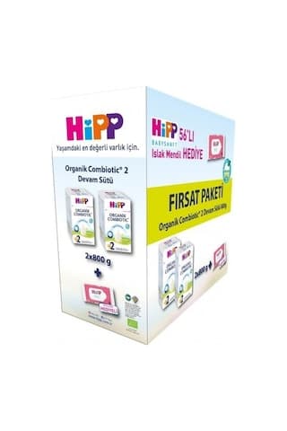 Hipp 2 Organik Combıotic Bebek Sütü 800 G x 2 + Islak Mendil