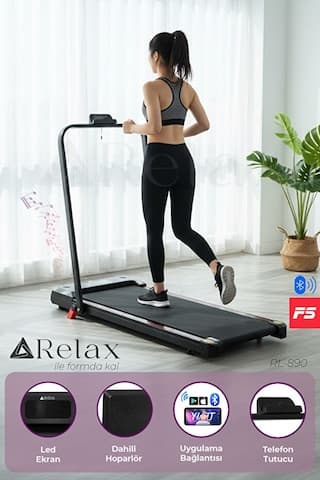 Relax Bluetoothlu Uzaktan Kumandalı Portatif Yürüme Ve Koşu Bandı Siyah