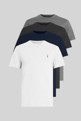 Erkek Standart-fit Bisiklet Yaka %100 Pamuk 4'lü Basic Tişört Paketi Kzk-105 Çok Renkli