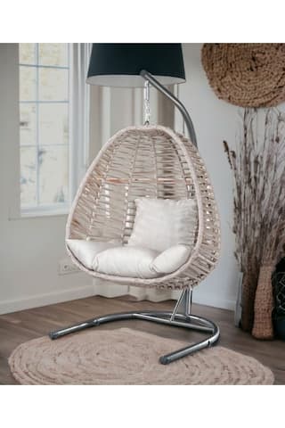 Tu Tienda Armut Salıncak Tek Kişilik Makrome Ip Örgü Bahçe Balkon Ev Salıncağı,krem Krem