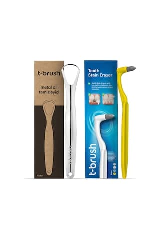 Tbrush Paslanmaz Çelik Dil Temizleyici / Dil Sıyırıcı & Beyazlatıcı ve Diş Silgisi