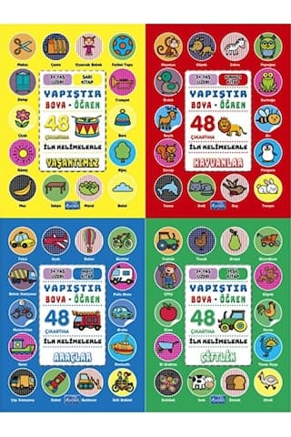 İlk Kelimelerle Yapıştır Boya Öğren Seti - 4 Kitap Takım- Parıltı Yayınları